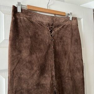 Vintage Genuine Suede Leather High Waisted Skirt